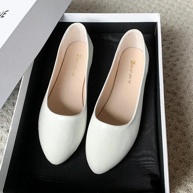 Women's Uniform Leather Shoes Spring Autumn Women Causal Flat Shoes Formal Versatile Black Ladies Ballet Shoes Non-slip Loafers