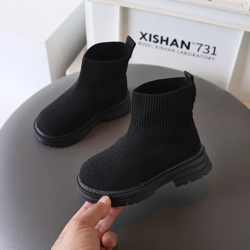 2025 New Girl Ankle Boots Autumn Non-slip Children's Simple School Boots Solid Color Trend Kids Fashion Platform Boots Versatile