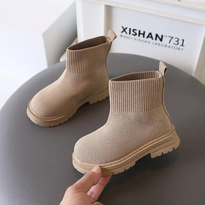 2025 New Girl Ankle Boots Autumn Non-slip Children's Simple School Boots Solid Color Trend Kids Fashion Platform Boots Versatile