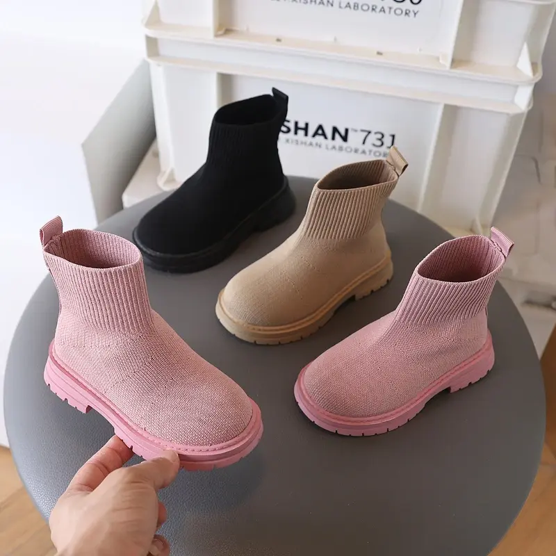2025 New Girl Ankle Boots Autumn Non-slip Children's Simple School Boots Solid Color Trend Kids Fashion Platform Boots Versatile