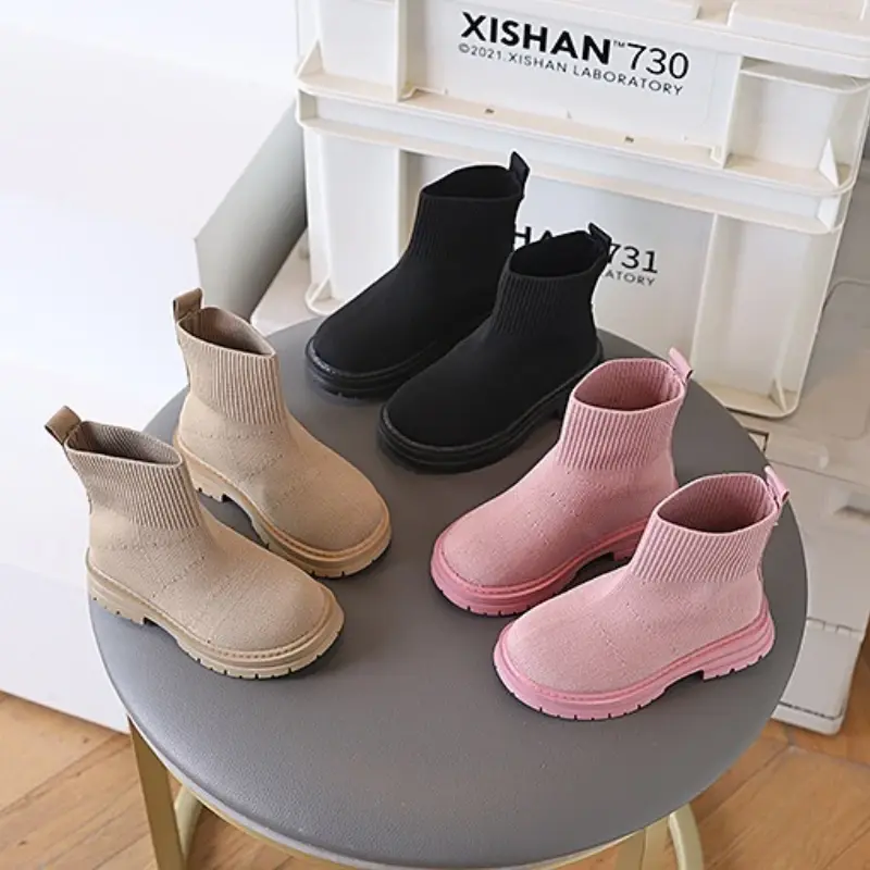 2025 New Girl Ankle Boots Autumn Non-slip Children's Simple School Boots Solid Color Trend Kids Fashion Platform Boots Versatile