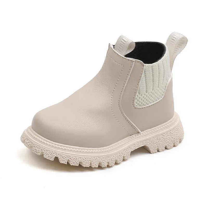 Kids Short Boots Soild Color Versatile Boys Girls Ankle Boots Side Zipper 2025 Autumn New Children Leather Boots British Style