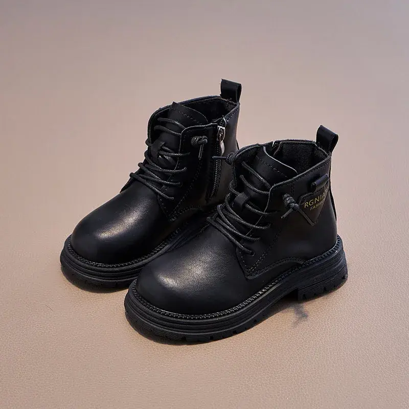 2025 Children Trend Boots for Girls Autumn Winter New Fashion Korean Style Soft Sole Non-slip Versatile British Princess Shoes