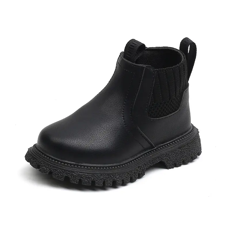 Kids Short Boots Soild Color Versatile Boys Girls Ankle Boots Side Zipper 2025 Autumn New Children Leather Boots British Style