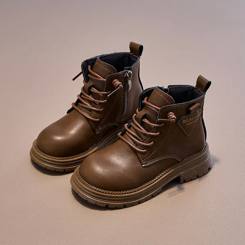 2025 Children Trend Boots for Girls Autumn Winter New Fashion Korean Style Soft Sole Non-slip Versatile British Princess Shoes