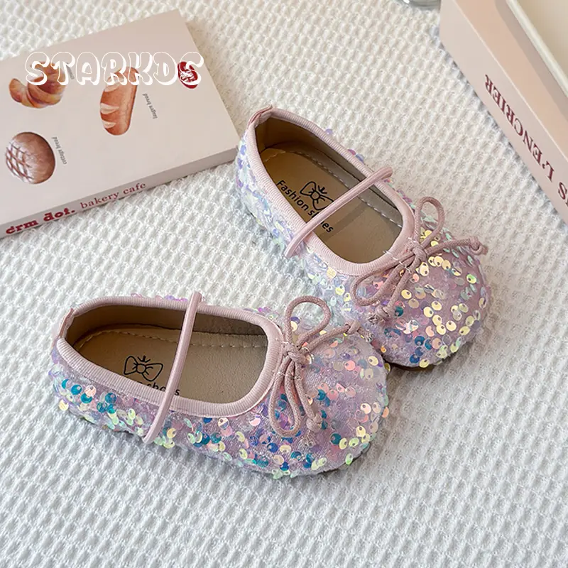 Perlage Sequin Ballet Flats Baby Girls Glitter Mary Jane Loafers Toddler Kids Soft Sole Stage Performance Bling Mermaid Shoes