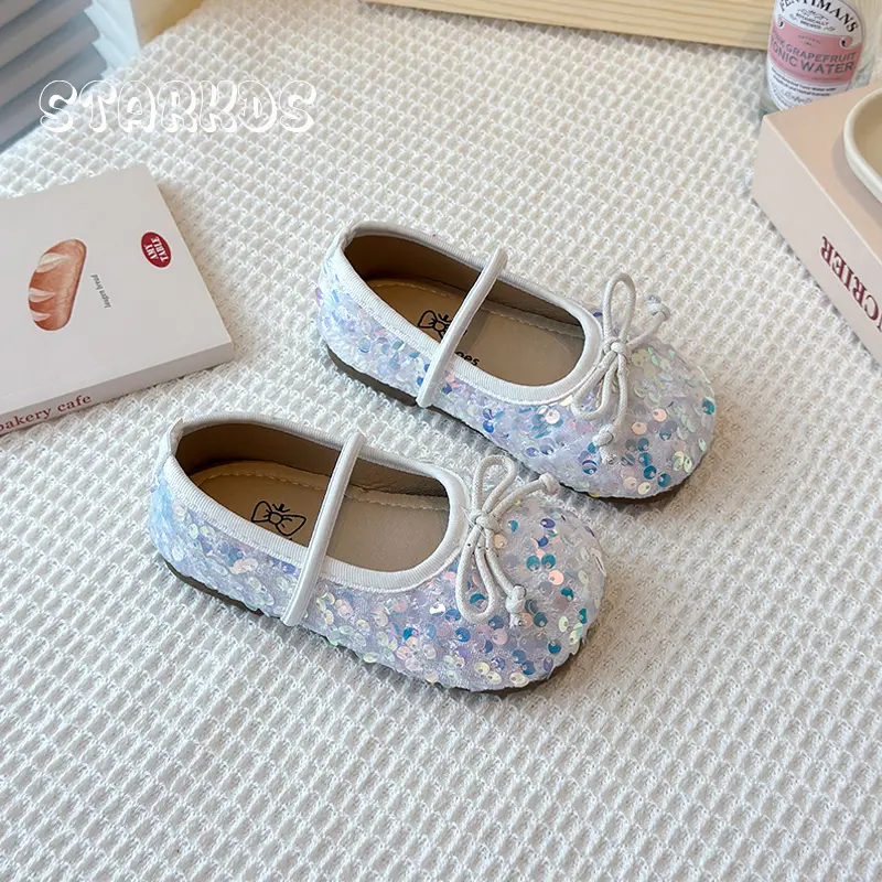 Perlage Sequin Ballet Flats Baby Girls Glitter Mary Jane Loafers Toddler Kids Soft Sole Stage Performance Bling Mermaid Shoes