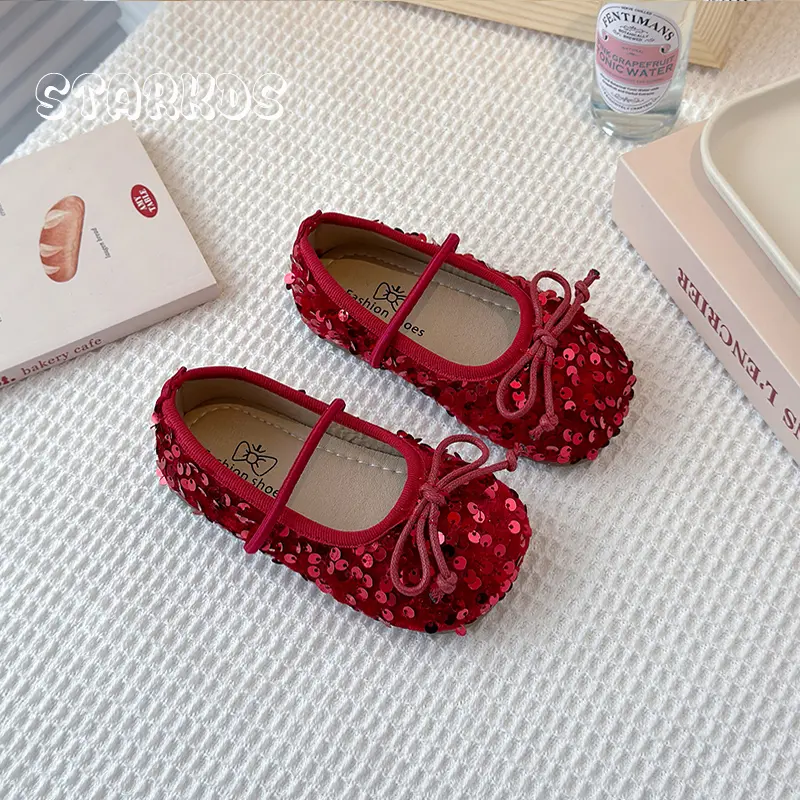 Perlage Sequin Ballet Flats Baby Girls Glitter Mary Jane Loafers Toddler Kids Soft Sole Stage Performance Bling Mermaid Shoes