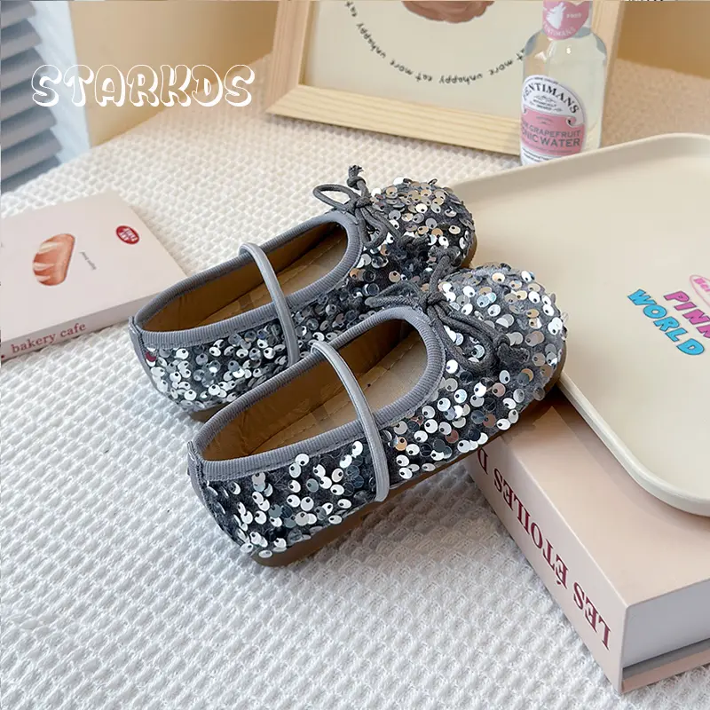 Perlage Sequin Ballet Flats Baby Girls Glitter Mary Jane Loafers Toddler Kids Soft Sole Stage Performance Bling Mermaid Shoes