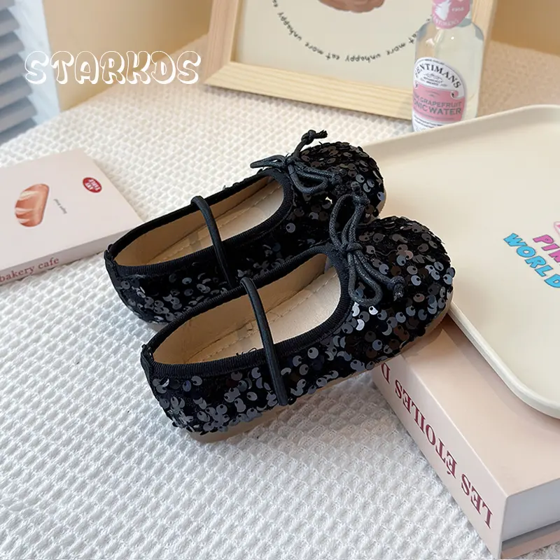 Perlage Sequin Ballet Flats Baby Girls Glitter Mary Jane Loafers Toddler Kids Soft Sole Stage Performance Bling Mermaid Shoes