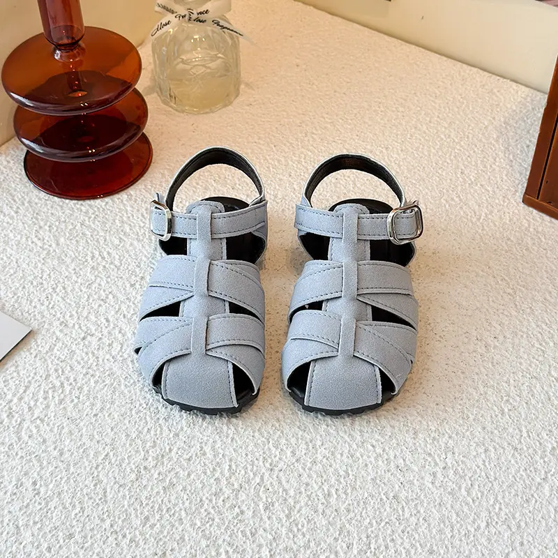 Children's Sandals 2025 Solid Color Braided Casual Shoes for Baby Girls Soft Sole Anti-Slip Girls Wrap Toes Shoes Sandals I05213
