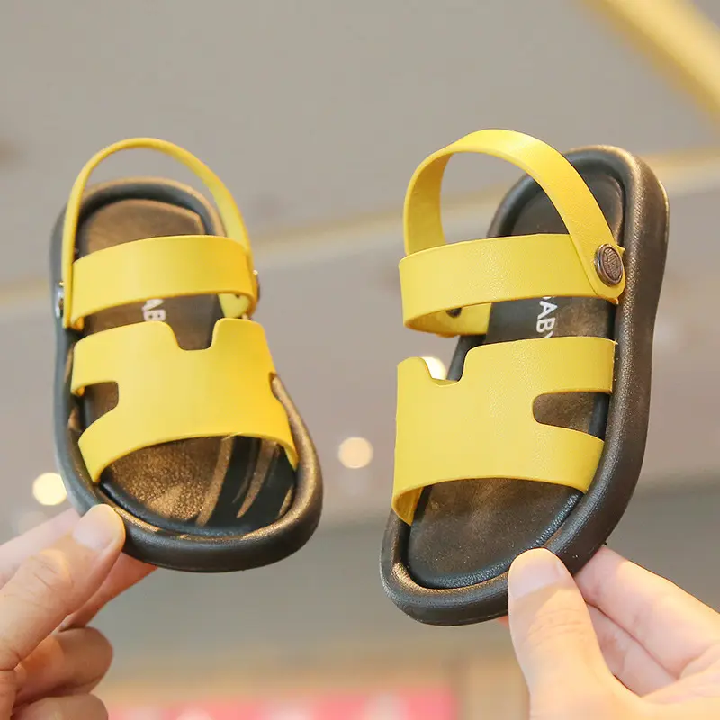Summer Beach Sandals for Boys Candy Color Fashion Children Footwear PU Leather Anti-slippery Soft-soled Kid's Shoes Girls H05156