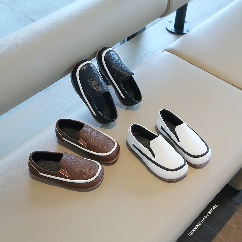 Slip on Loafers Shoes for Kids Boy Spring Fall Low-top PU Leather Wear-resistant Comfortable Versatile Casual Shoes Child I03157