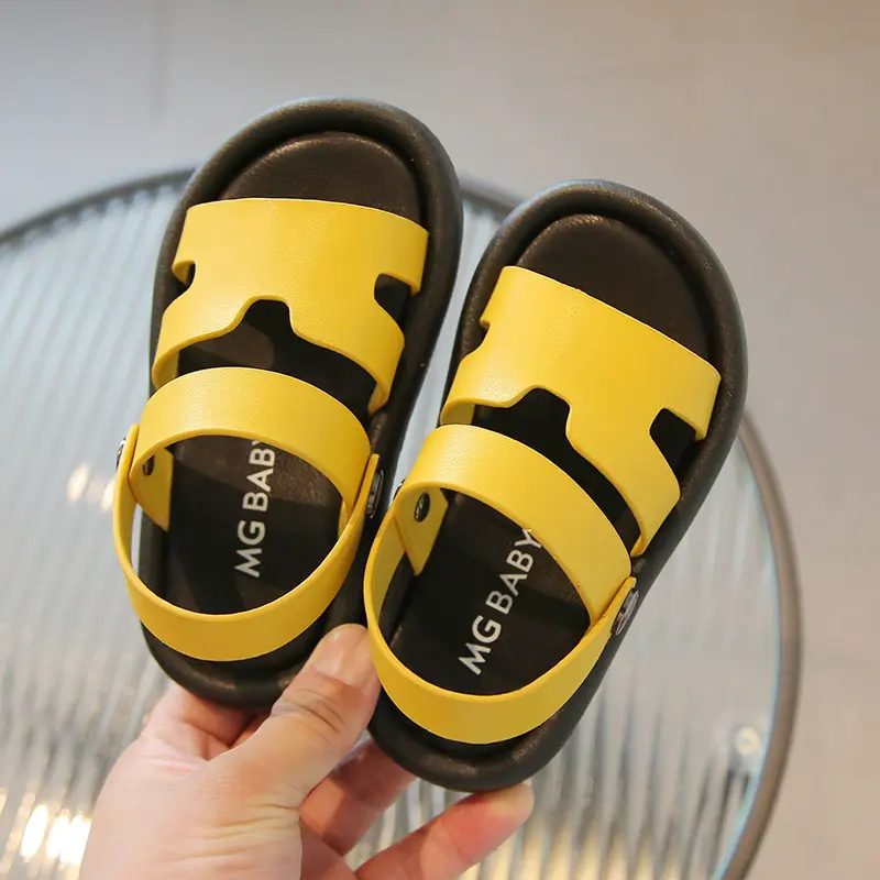 Summer Beach Sandals for Boys Candy Color Fashion Children Footwear PU Leather Anti-slippery Soft-soled Kid's Shoes Girls H05156