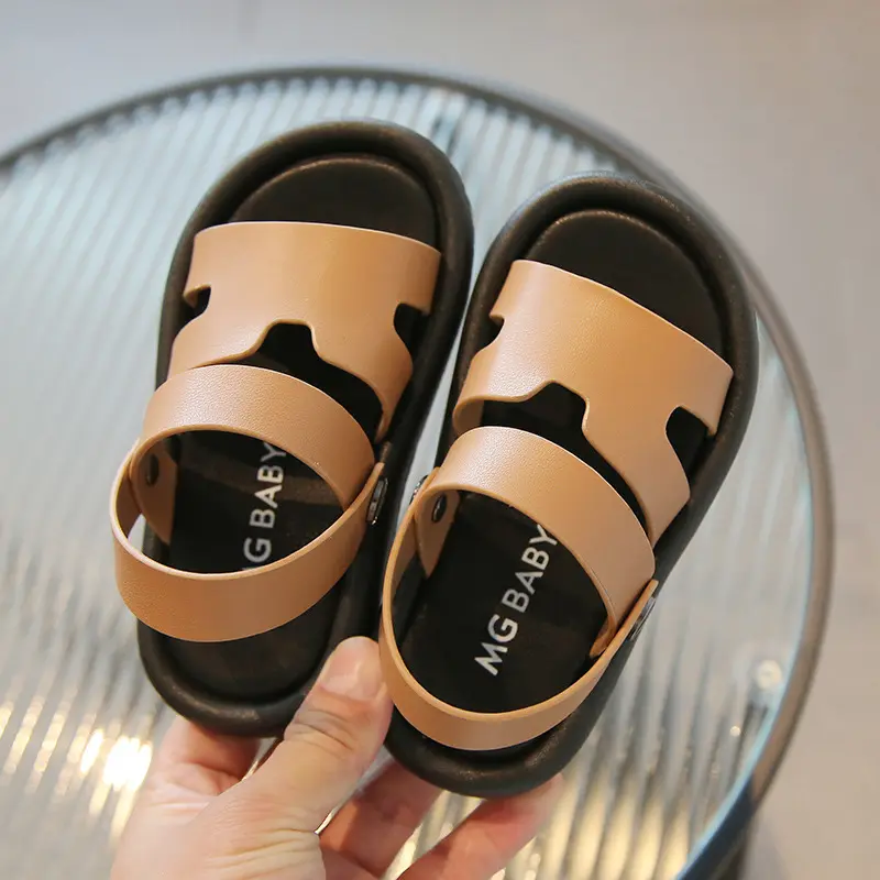 Summer Beach Sandals for Boys Candy Color Fashion Children Footwear PU Leather Anti-slippery Soft-soled Kid's Shoes Girls H05156