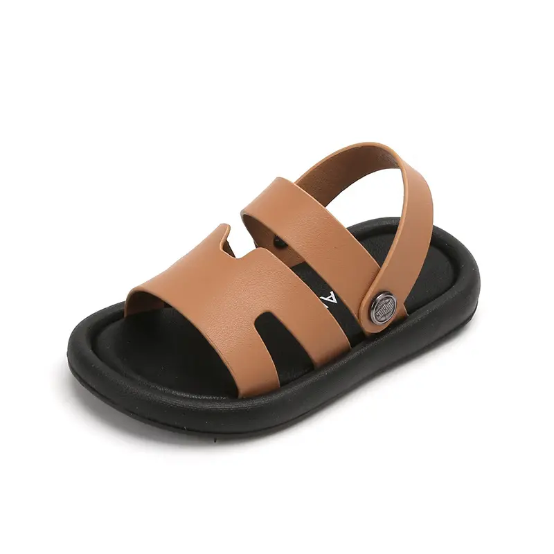 Summer Beach Sandals for Boys Candy Color Fashion Children Footwear PU Leather Anti-slippery Soft-soled Kid's Shoes Girls H05156