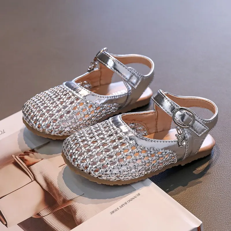 2025 Summer Girls Braided Wrap-Toes Princess Slingback Shoes Baby Soft Sole Cute Sandals Korean Style Student Beach Shoes I05135