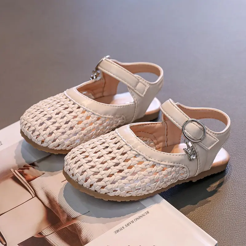 2025 Summer Girls Braided Wrap-Toes Princess Slingback Shoes Baby Soft Sole Cute Sandals Korean Style Student Beach Shoes I05135