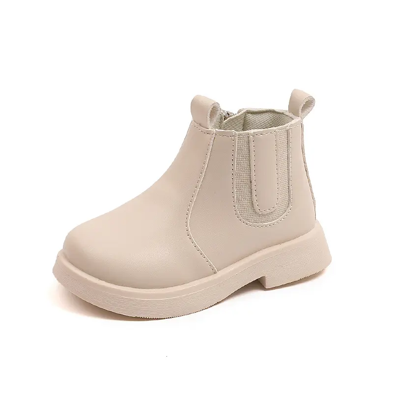 Fashion Boy Girl Short Boots Non-Slip British Style Boots Children's Side Zipper Design PU Leather Chelsea Boot Anti-skid H11216