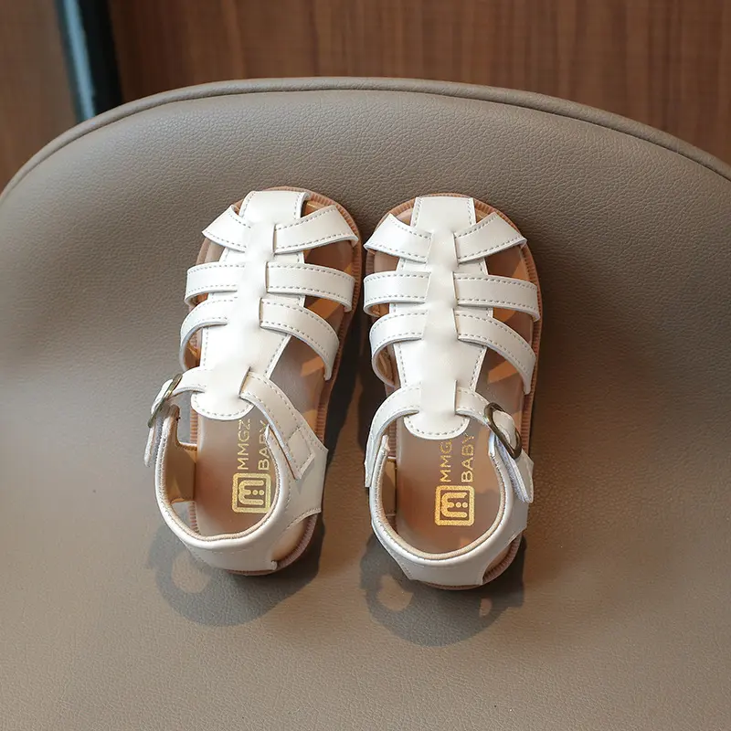 Beige Braided Sandals Girls Shoes Summer Versatile Fashion Gladiator Comfort Toddler Flat Brown Weave Shoes Girl 0-6 Yrs H07176