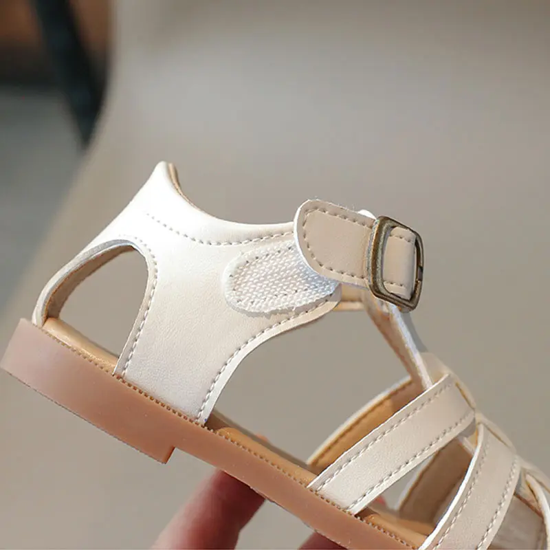 Beige Braided Sandals Girls Shoes Summer Versatile Fashion Gladiator Comfort Toddler Flat Brown Weave Shoes Girl 0-6 Yrs H07176