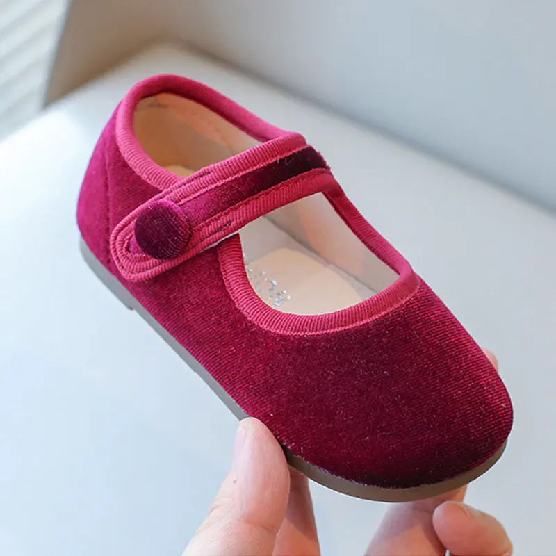 New Kids Leather Shoe Solid Color Versatile Princess Childrens Flats Fashion Causal Black School Girl Shoes Spring Autumn H04031