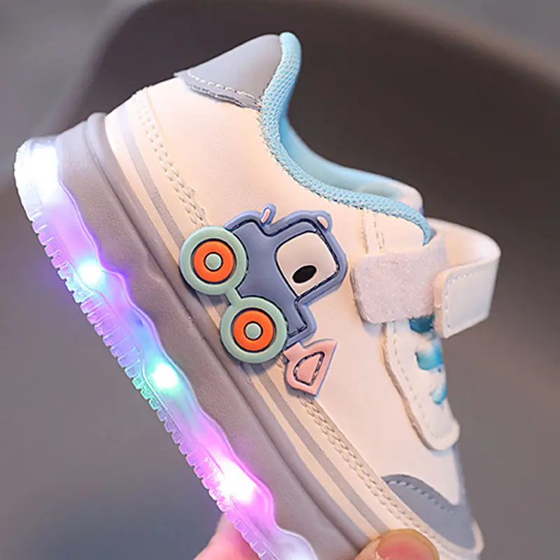 Funny LED Shoes for Children 0-3 Yrs Childhood Baby Boy Flat Shoes Luminous Sole Children Sneaker New Toddler Girls Shoes H06204