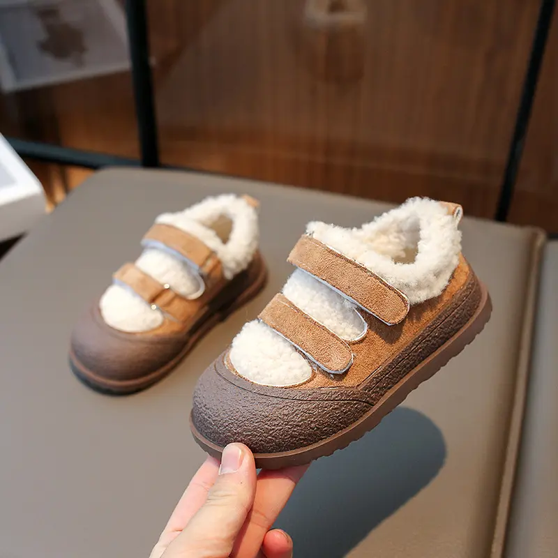 Winter Outdoor Lounging Kids Shoes for Girls All-match Baby Girl Flats Cozy Princess Fur Shoes Child Hot Student Sneakers H09014