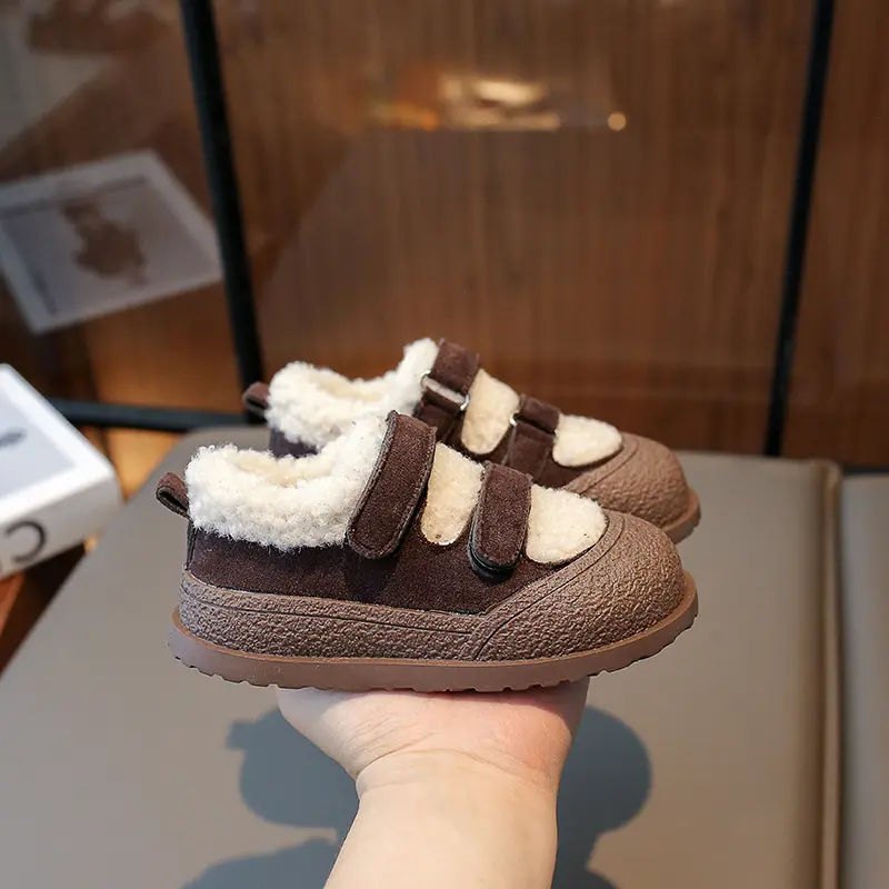 Winter Outdoor Lounging Kids Shoes for Girls All-match Baby Girl Flats Cozy Princess Fur Shoes Child Hot Student Sneakers H09014