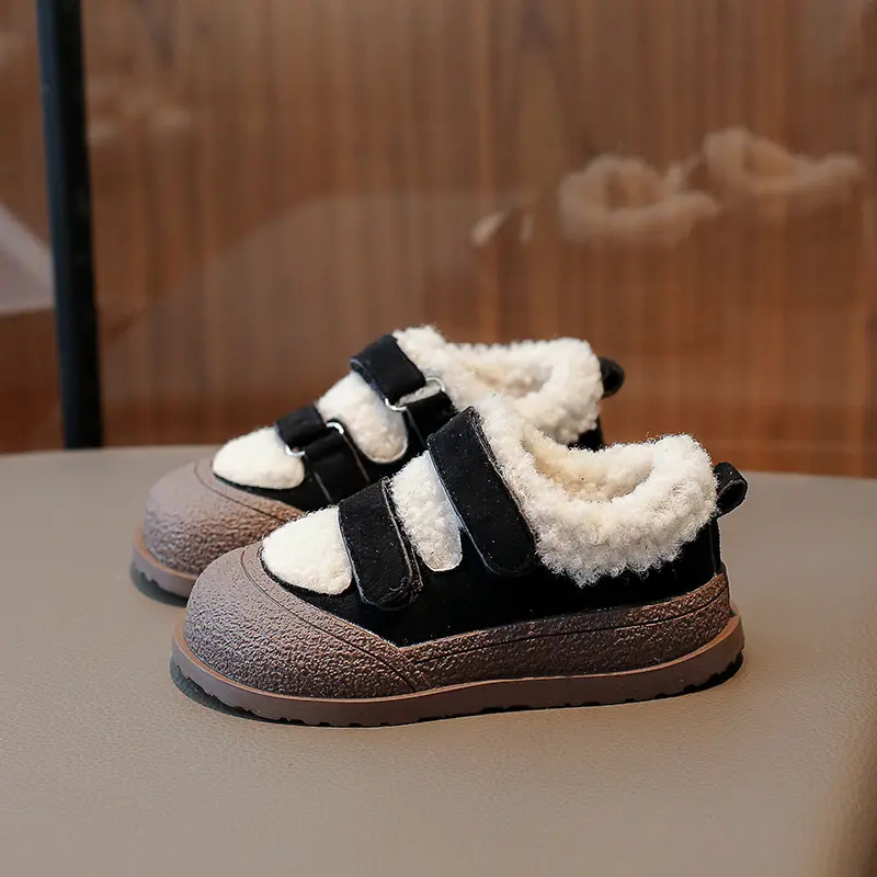 Winter Outdoor Lounging Kids Shoes for Girls All-match Baby Girl Flats Cozy Princess Fur Shoes Child Hot Student Sneakers H09014