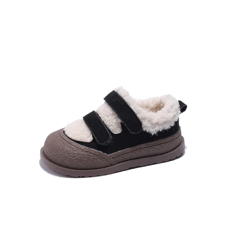 Winter Outdoor Lounging Kids Shoes for Girls All-match Baby Girl Flats Cozy Princess Fur Shoes Child Hot Student Sneakers H09014