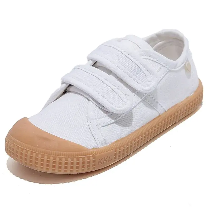 Unisex 2024 New All-match Child Girl Sneakers Flat Heel Children Shoes for Kids Boys Pupils Button Canvas Baby Shoes Kids F08123