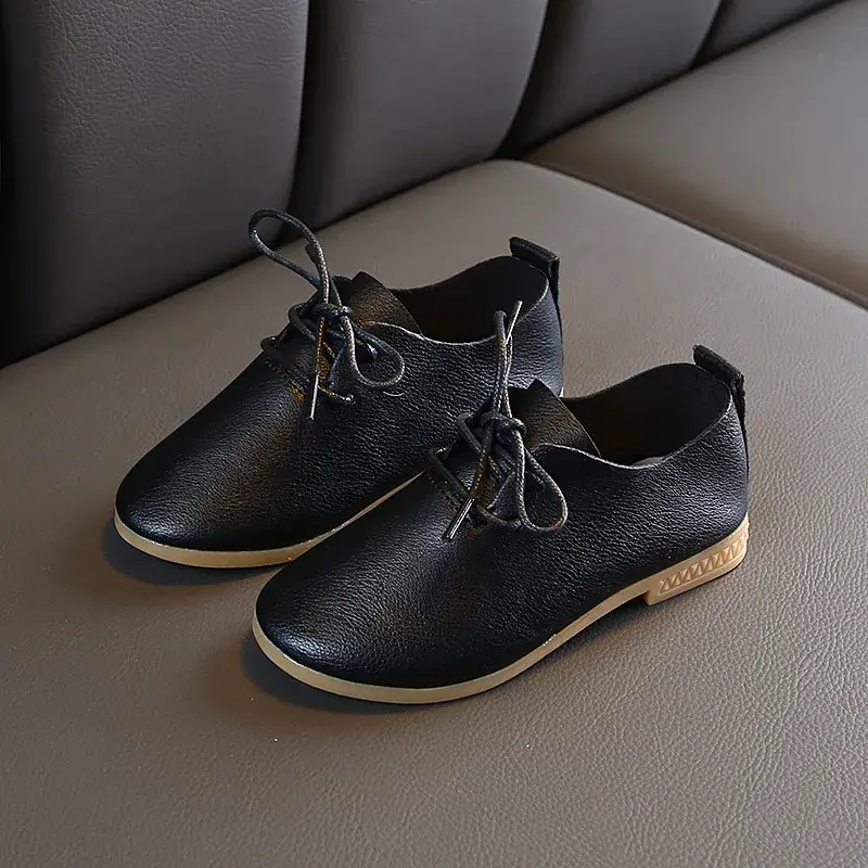 Nice Toddler Little Girl PU Leather Shoes Formal Boys School Shoes Student Lace Up Evening Party Dresses for Kids Baby H04183