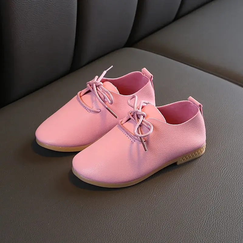 Nice Toddler Little Girl PU Leather Shoes Formal Boys School Shoes Student Lace Up Evening Party Dresses for Kids Baby H04183
