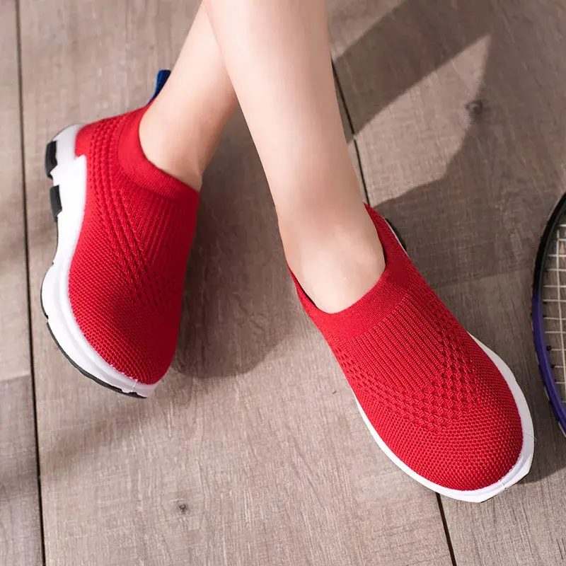 Black Red Blue Teenagers Girls Sneakers Slip on Elastic Kids Shoes Boys Student Training Shoes School PEclass Sneakers E01293