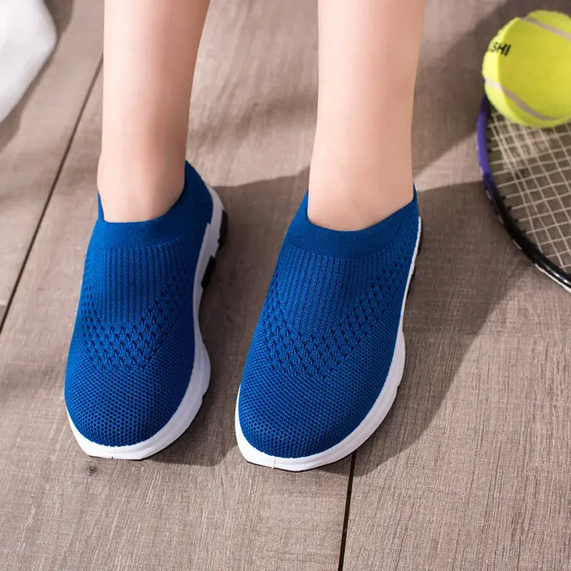 Black Red Blue Teenagers Girls Sneakers Slip on Elastic Kids Shoes Boys Student Training Shoes School PEclass Sneakers E01293