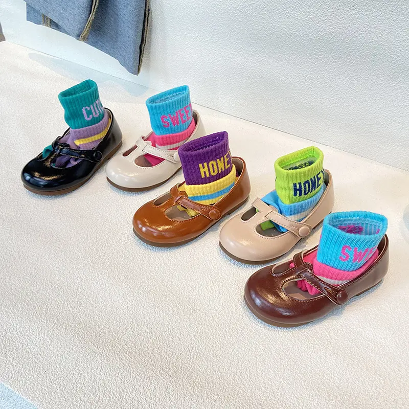 Children Casual Shoes T-tied Girls Leather Shoes Fashion Retro Princess Baby Ballet Dance Shoes Kids Girl School Footwear G06201
