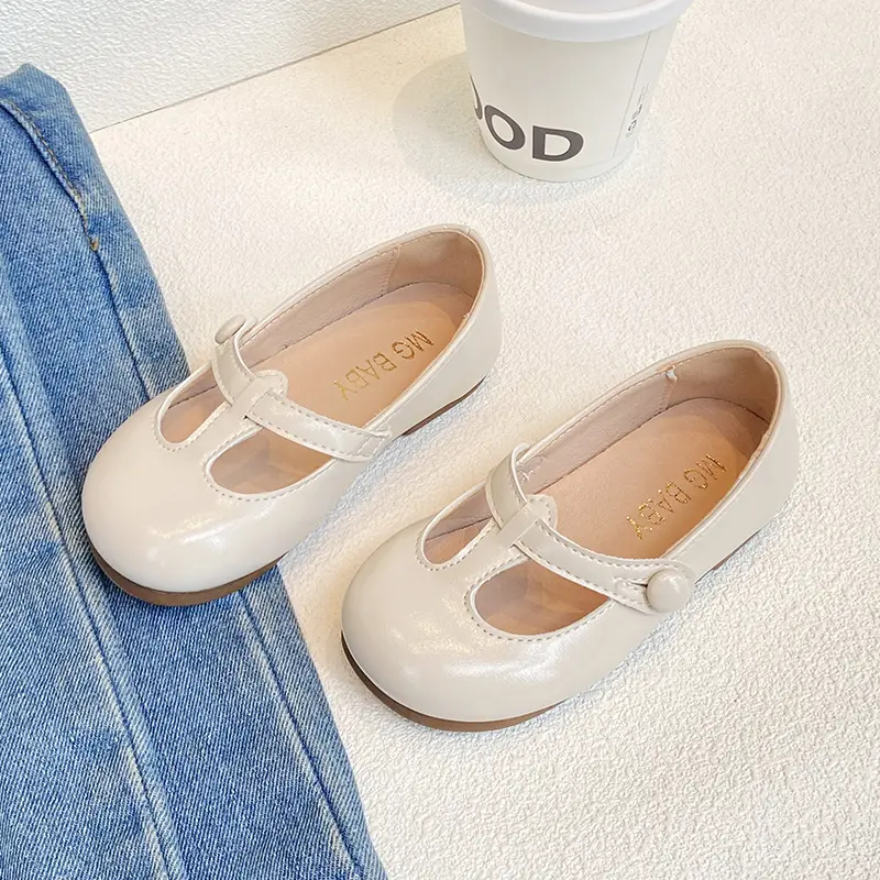 Children Casual Shoes T-tied Girls Leather Shoes Fashion Retro Princess Baby Ballet Dance Shoes Kids Girl School Footwear G06201