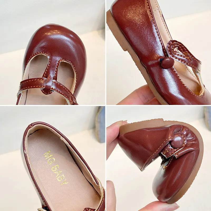 Children Casual Shoes T-tied Girls Leather Shoes Fashion Retro Princess Baby Ballet Dance Shoes Kids Girl School Footwear G06201