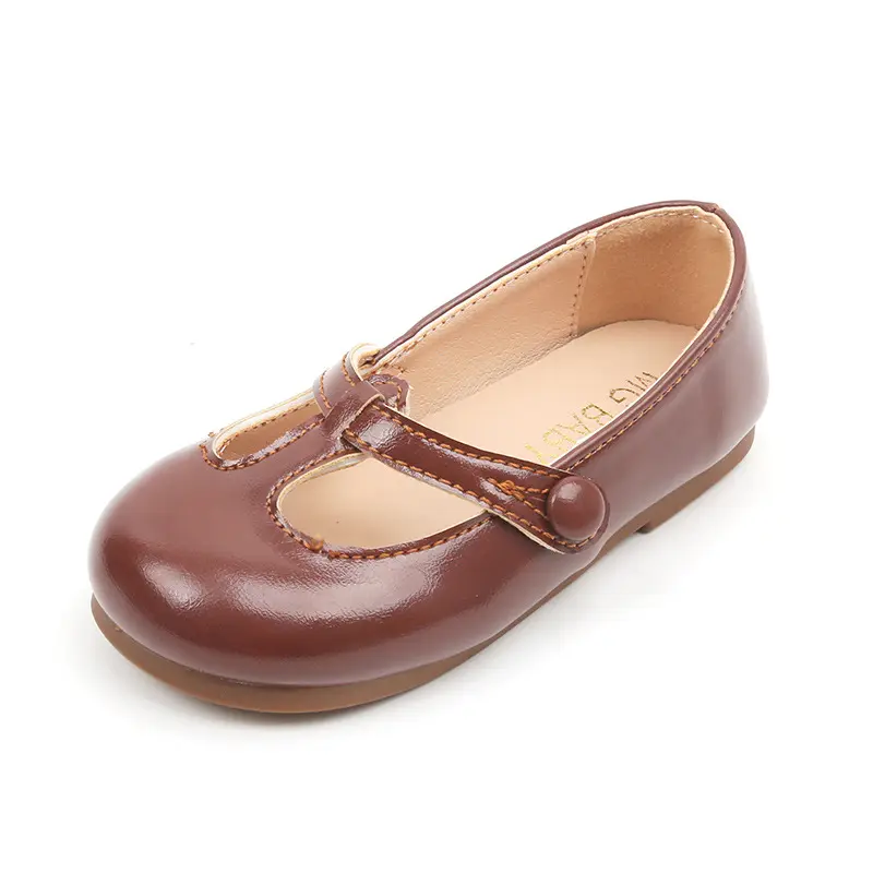 Children Casual Shoes T-tied Girls Leather Shoes Fashion Retro Princess Baby Ballet Dance Shoes Kids Girl School Footwear G06201