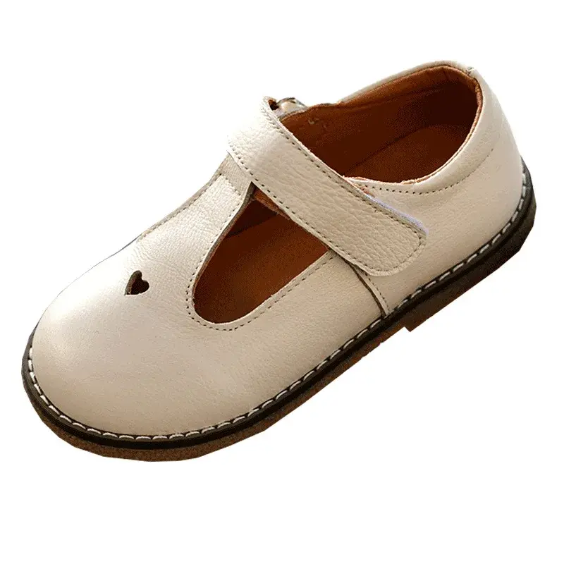Formal Girls Dress Shoes for Holiday Party Baby Girl Shoes Low Heels Kids Genuine Leather Shoes Heart-shape Child Sneaker H06192