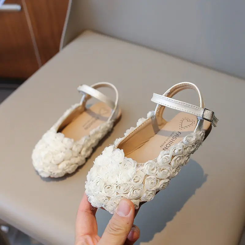 Cover Toe Children Shoes Girls Sandals Lace Flower Designer Sandal for Girl Princess Slingback Shoes Nice Rose Shoes Kids H02273