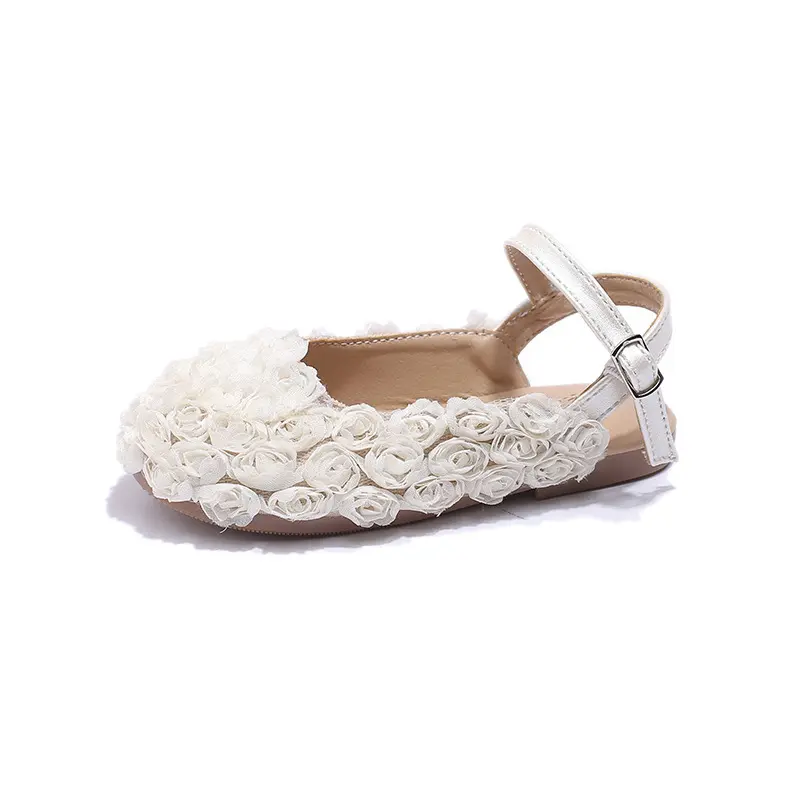 Cover Toe Children Shoes Girls Sandals Lace Flower Designer Sandal for Girl Princess Slingback Shoes Nice Rose Shoes Kids H02273
