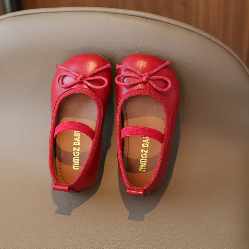 2025 Spring Elegant Bowknot Ballet Flats Classic Shoe Round Toe Comfort Slip-On Girls Fashion Loafers Leather Party Shoes I01223