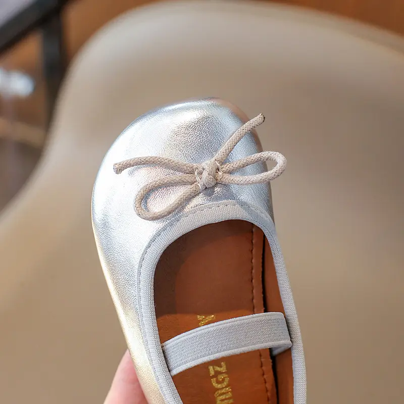 2025 Spring Elegant Bowknot Ballet Flats Classic Shoe Round Toe Comfort Slip-On Girls Fashion Loafers Leather Party Shoes I01223
