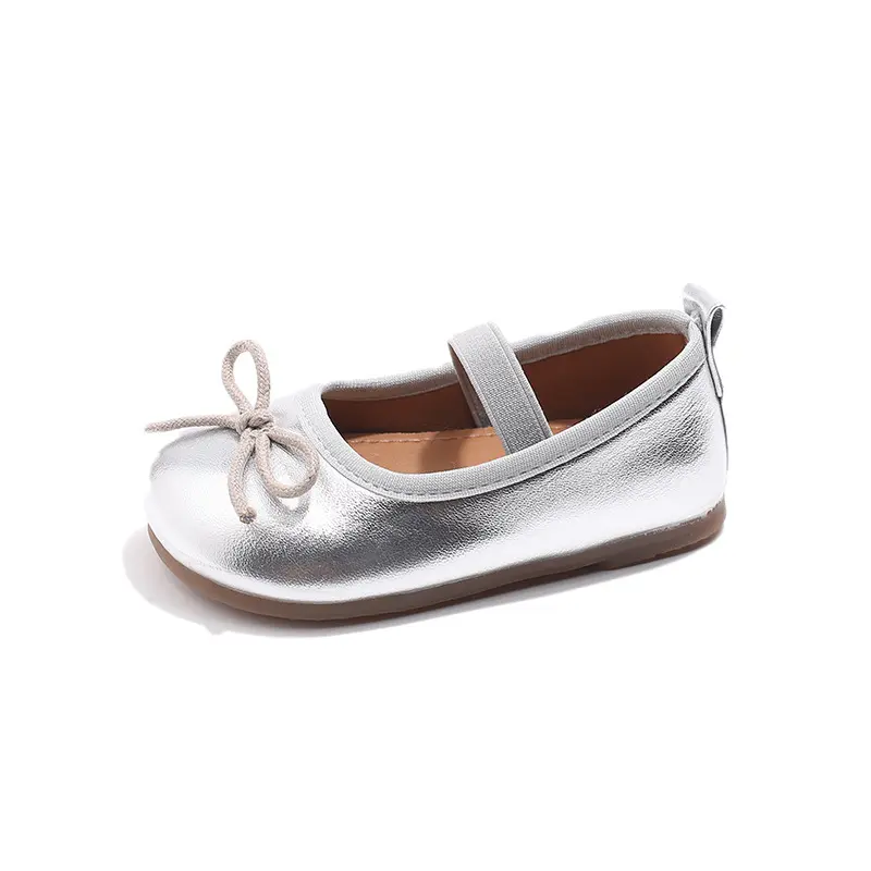 2025 Spring Elegant Bowknot Ballet Flats Classic Shoe Round Toe Comfort Slip-On Girls Fashion Loafers Leather Party Shoes I01223