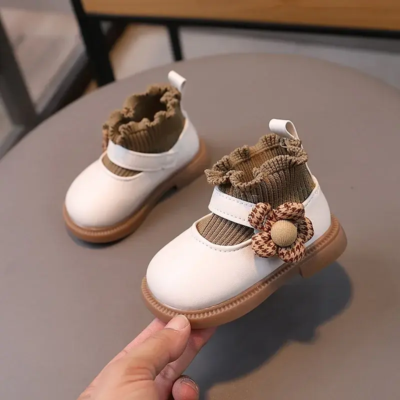 Super Nice Appliques Baby Shoes Girl Boutique Knitted Socks Shoes for Girls Baptism First Communion Newborn Short Boots G10293