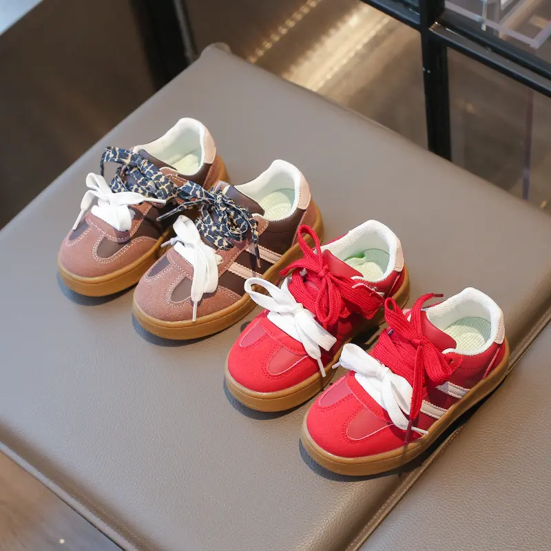 Children's Sneakers Kids Brand Design Stripes Casual Shoes Boys Girls Double Shoelace Sneakers Outdoor Walking Shoes Kids I02173