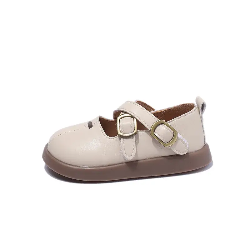 Baby Girls Leather Shoes Princess Leisure Fashion Children's Flats Soft Cross-tied Strape Kids Dress Shoes Spring Summer G08281