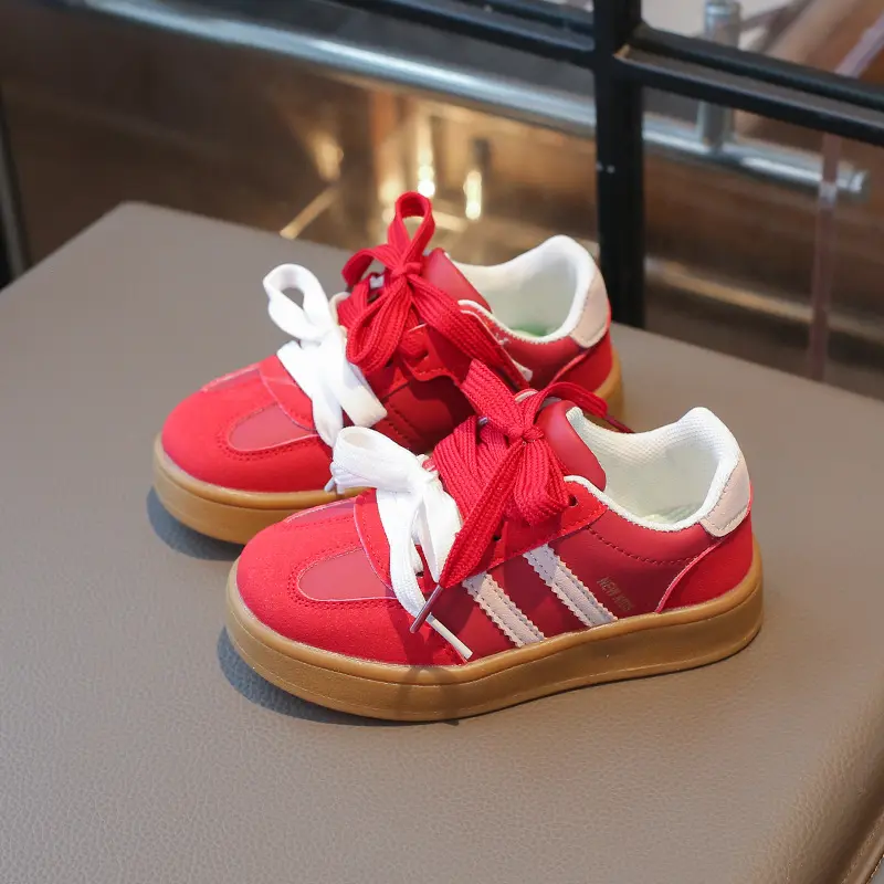 Children's Sneakers Kids Brand Design Stripes Casual Shoes Boys Girls Double Shoelace Sneakers Outdoor Walking Shoes Kids I02173